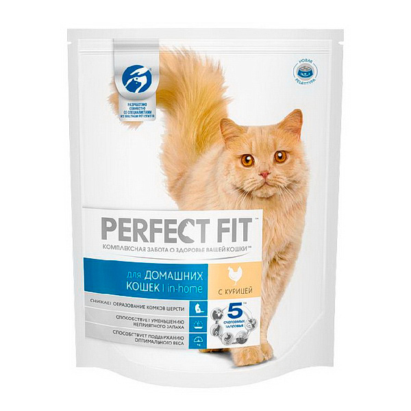 Сухой корм для кошек PERFECT FIT INHOME курица, 1.2 кг