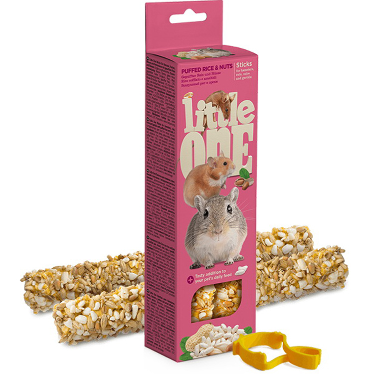 Лакомство для грызунов LITTLE ONE Палочки с воздушным рисом и орехами, хомяки/крысы/мыши, 2*55 г