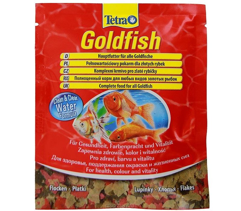 Корм для золотых рыб TETRA Goldfish, основной, хлопья, 12 г