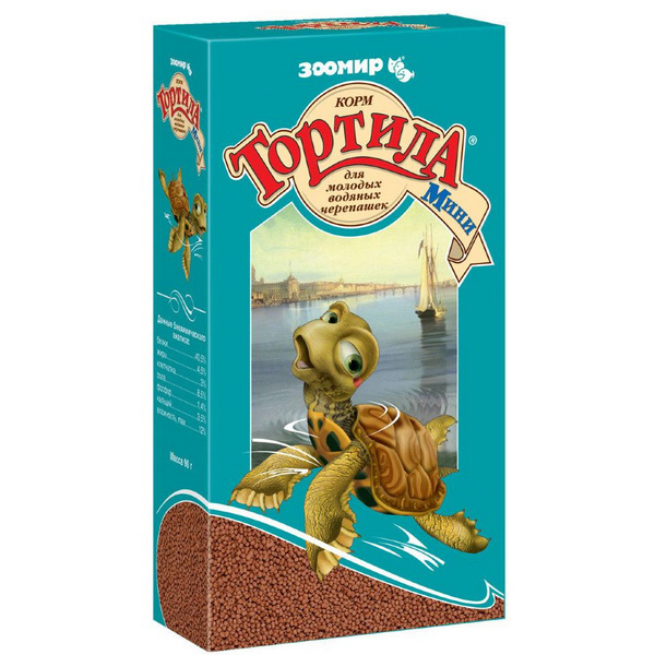 Корм для молодых водяных черепахЗООМИР Тортила Мини, гранулы, 90 г