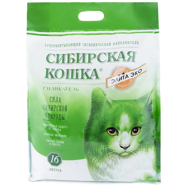 Наполнитель для кошачьего туалета СИБИРСКАЯ КОШКА Элита Эко, силикагелевый, 16 л