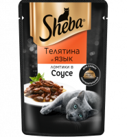 Влажный корм для кошек SHEBA телятина с языком, 75 г
