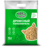 Наполнитель для кошачьего туалета КОТ В ЛОТКЕ древесный, 10 л