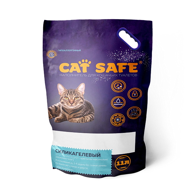 Cat safe наполнитель силикагель 11 л