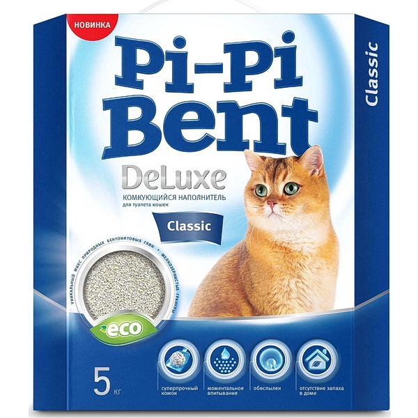 Наполнитель для кошачьего туалета PI-PI-BENT Deluxe Classic комкующийся, 5 кг