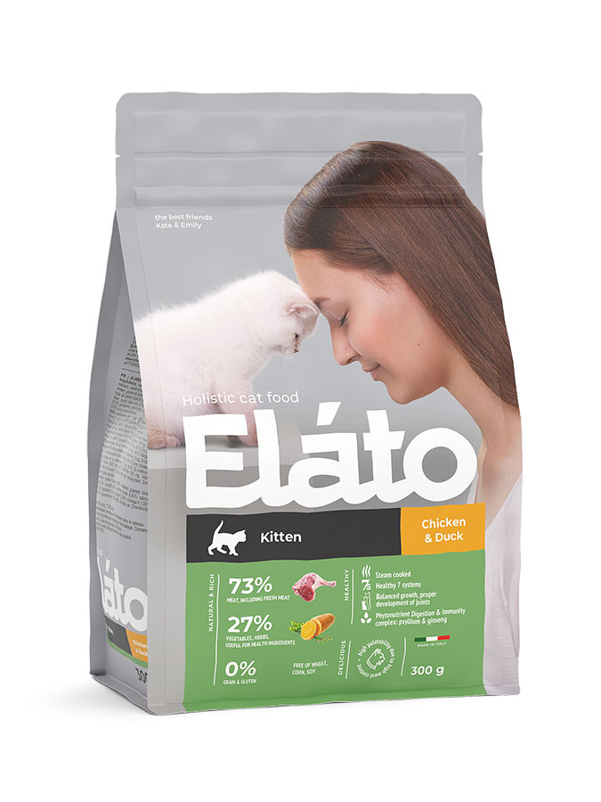 Корм д/котят Elato Holistic с курицей и уткой, 300г